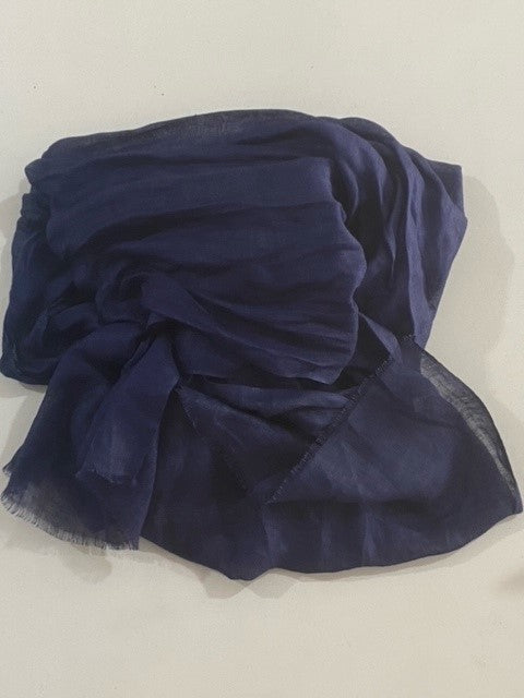 Navy Linen Scarf