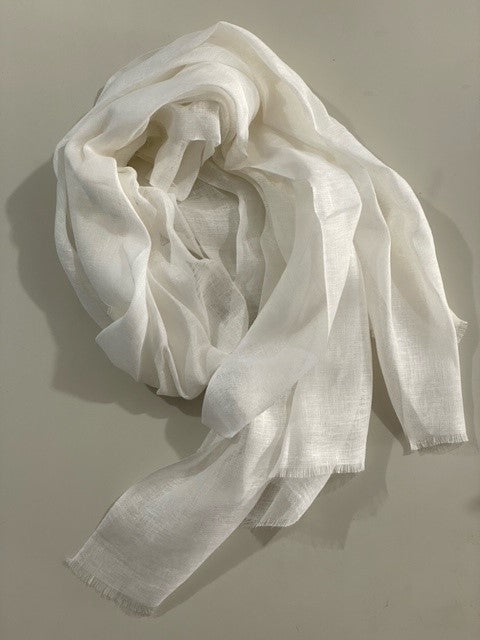 White Linen Scarf