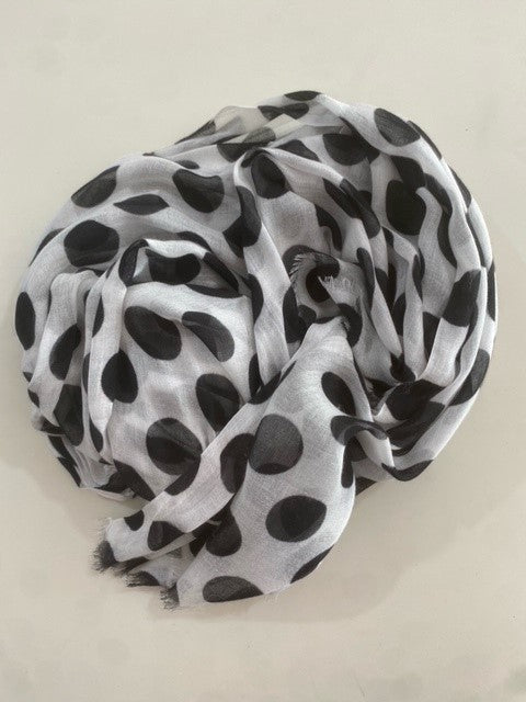 White/Black Polka Dot Scarf