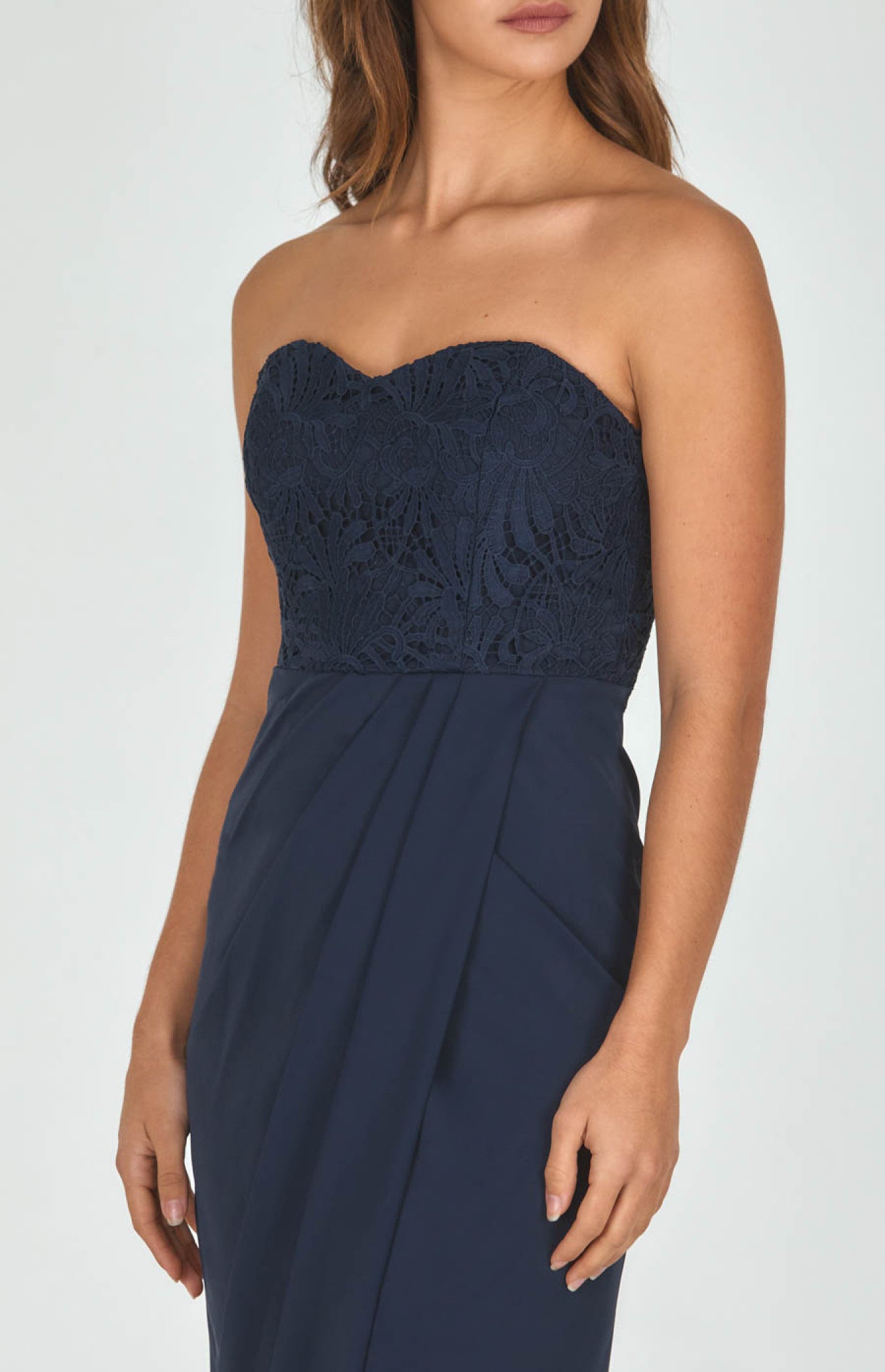 Lace Bodice Dress - Navy