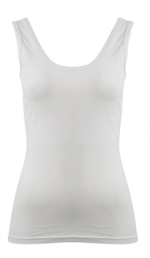 Emma Scoop Tank - White