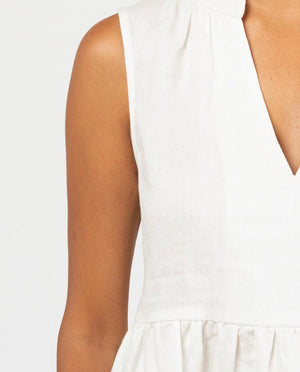 Cora Linen Sleeveless Top - White