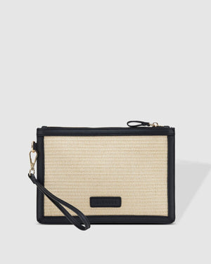 Olina Natural Black Textured Clutch