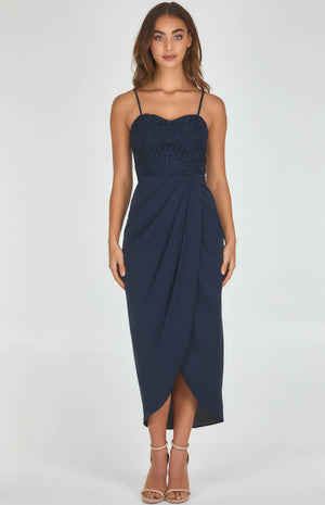 Lace Bodice Dress - Navy