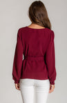 Red Wine Blouse with Belt