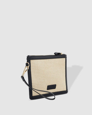 Olina Natural Black Textured Clutch