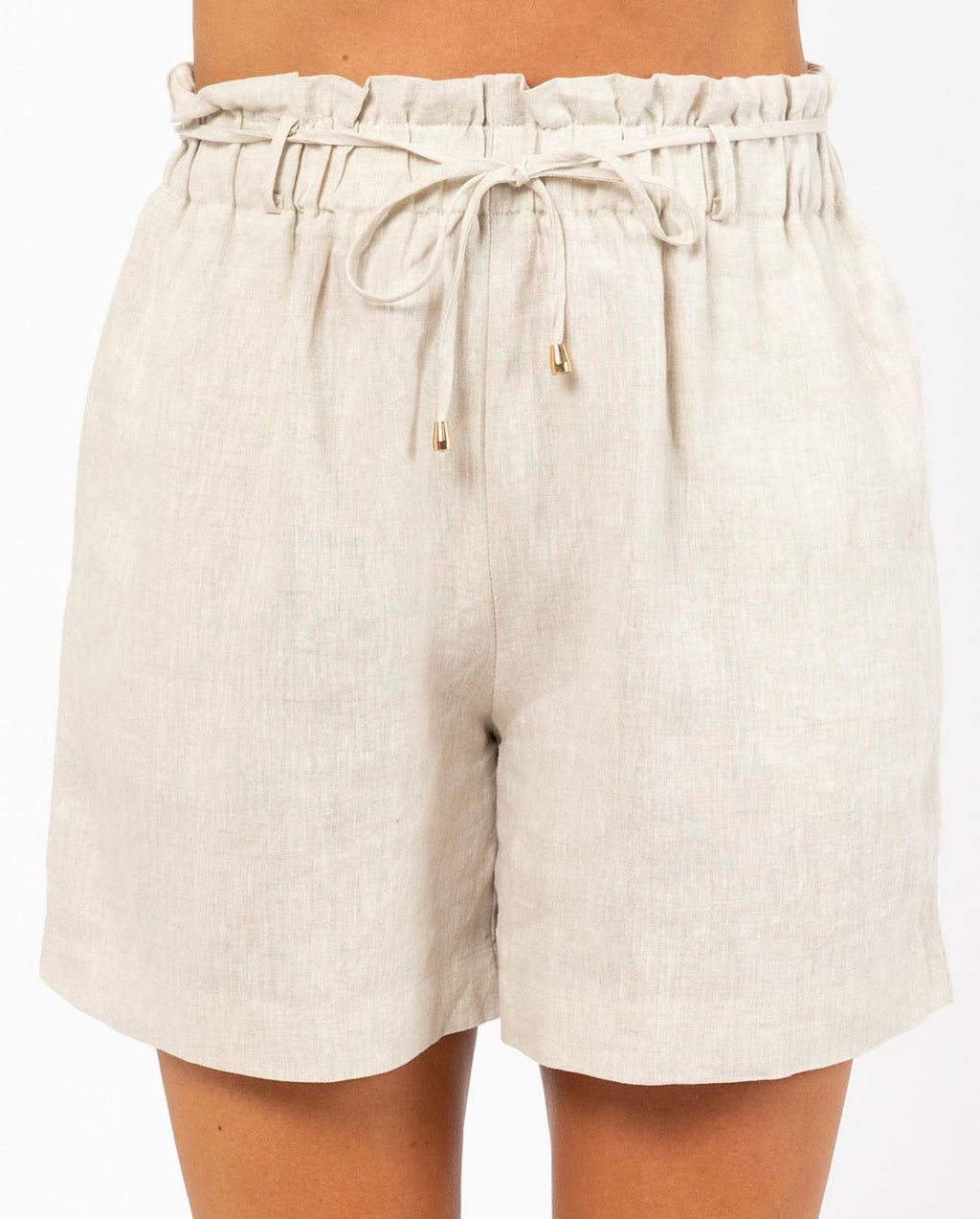 Elastic Waist Linen Shorts