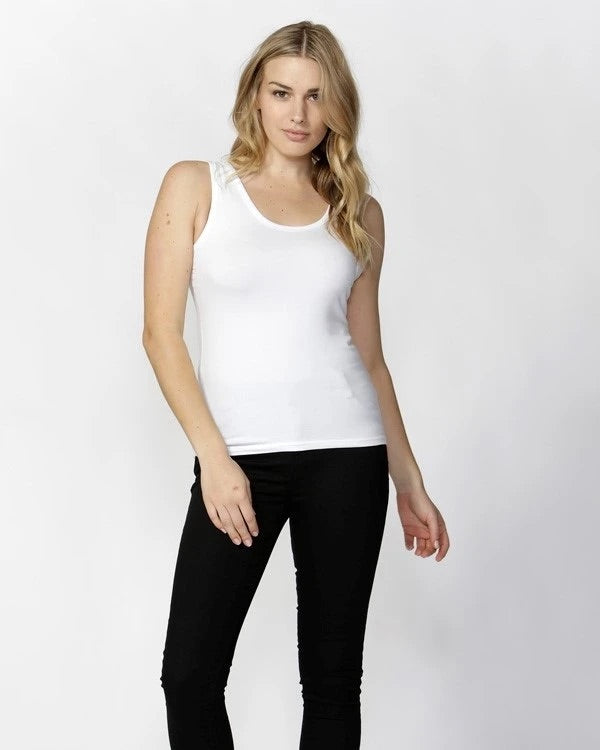 Emma Scoop Tank - White