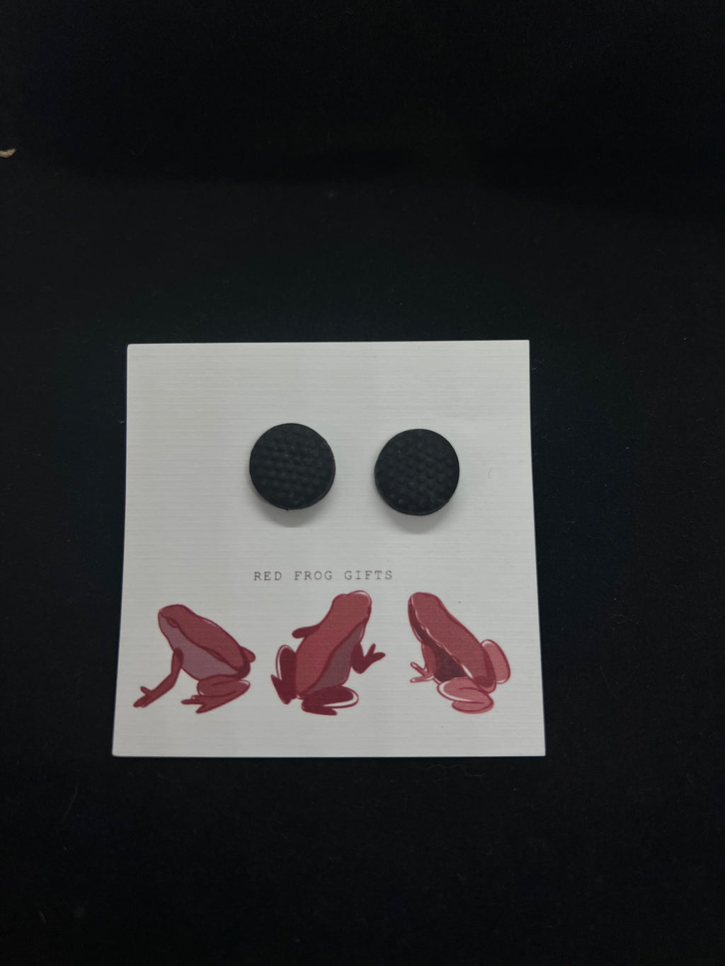 Black Dot Round Stud Earrings