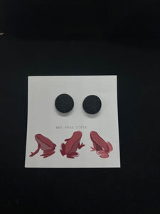 Black Dot Round Stud Earrings