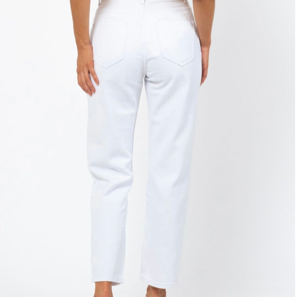 White Mid Waist Jean