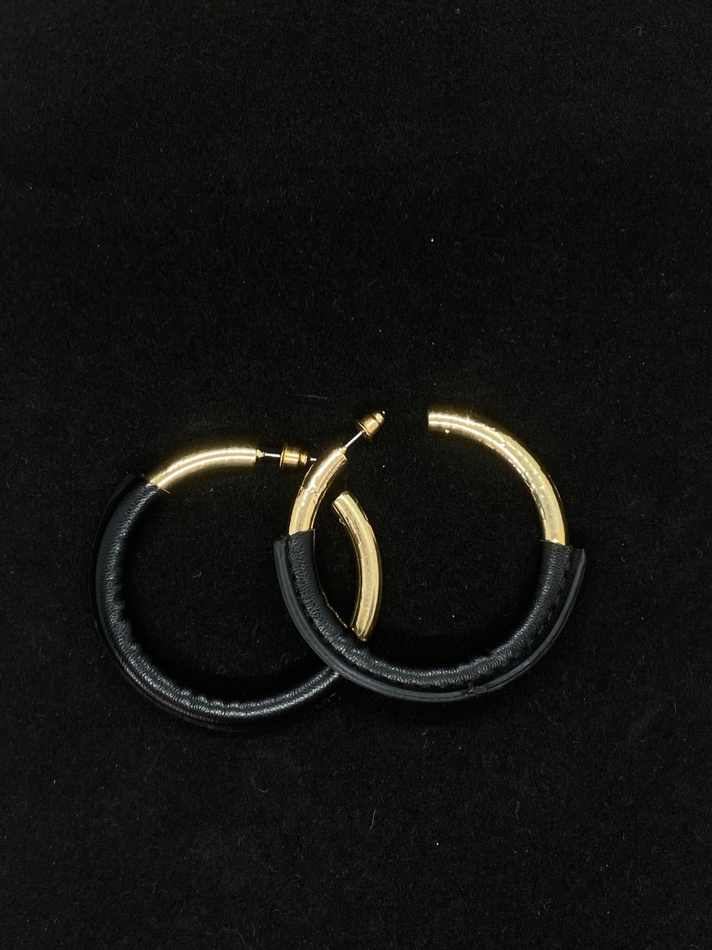 Large Black/Gold Hoop Earrings