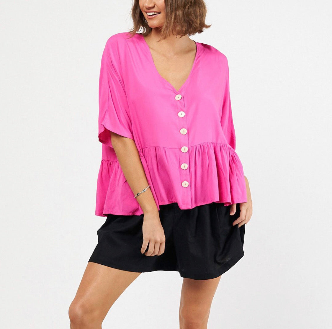 Pink Button Blouse - Ebby and I