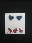 Navy Heart Earrings