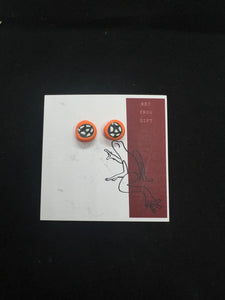 Orange with Black and White Spot Stud Earrings