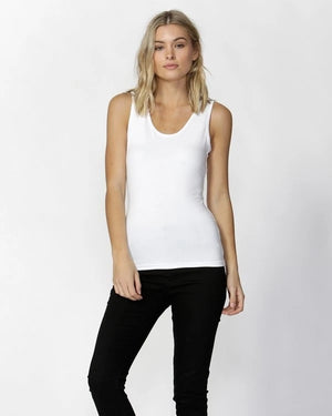 Emma Scoop Tank - White