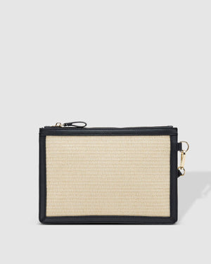 Olina Natural Black Textured Clutch