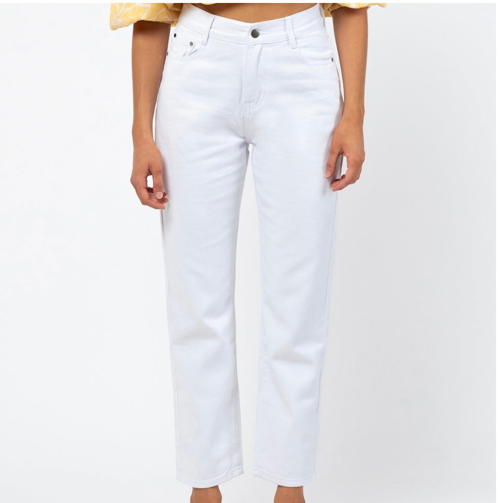 White Mid Waist Jean