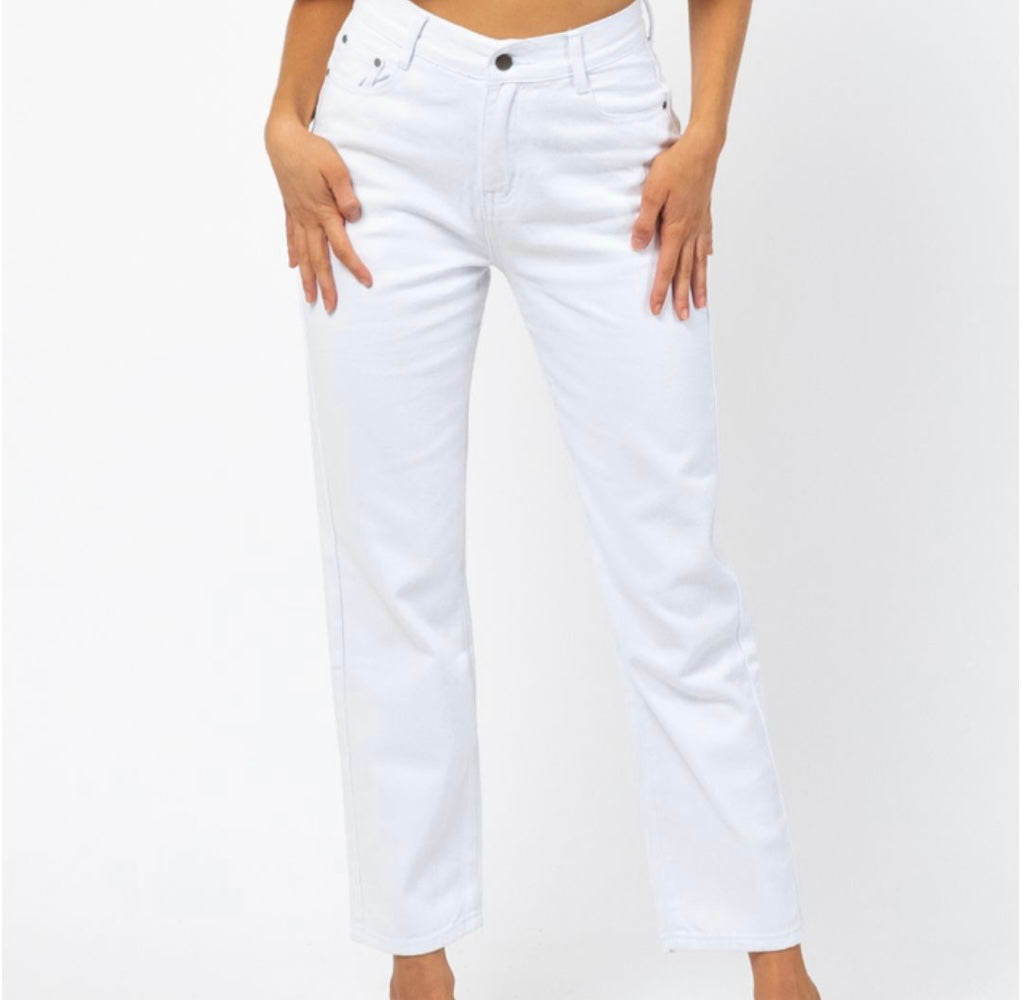 White Mid Waist Jean