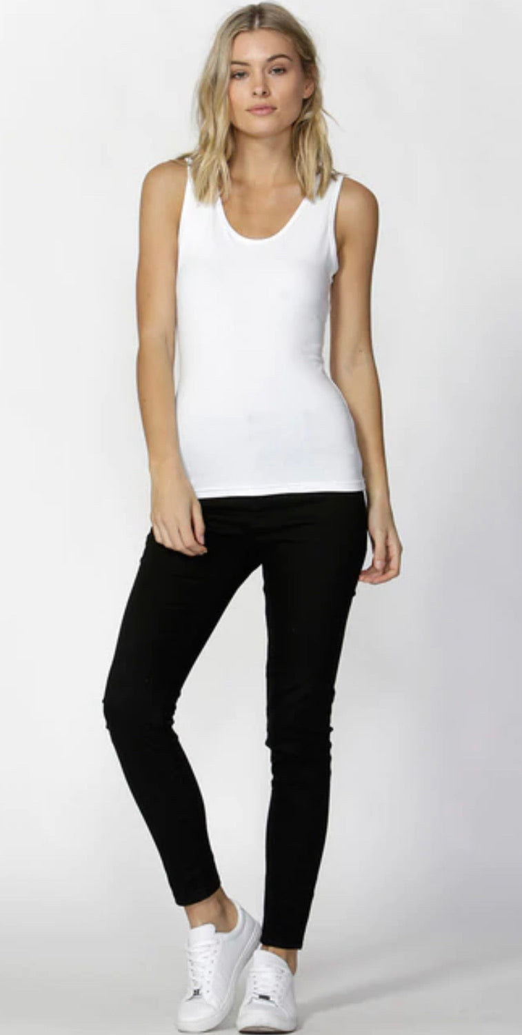 Emma Scoop Tank - White