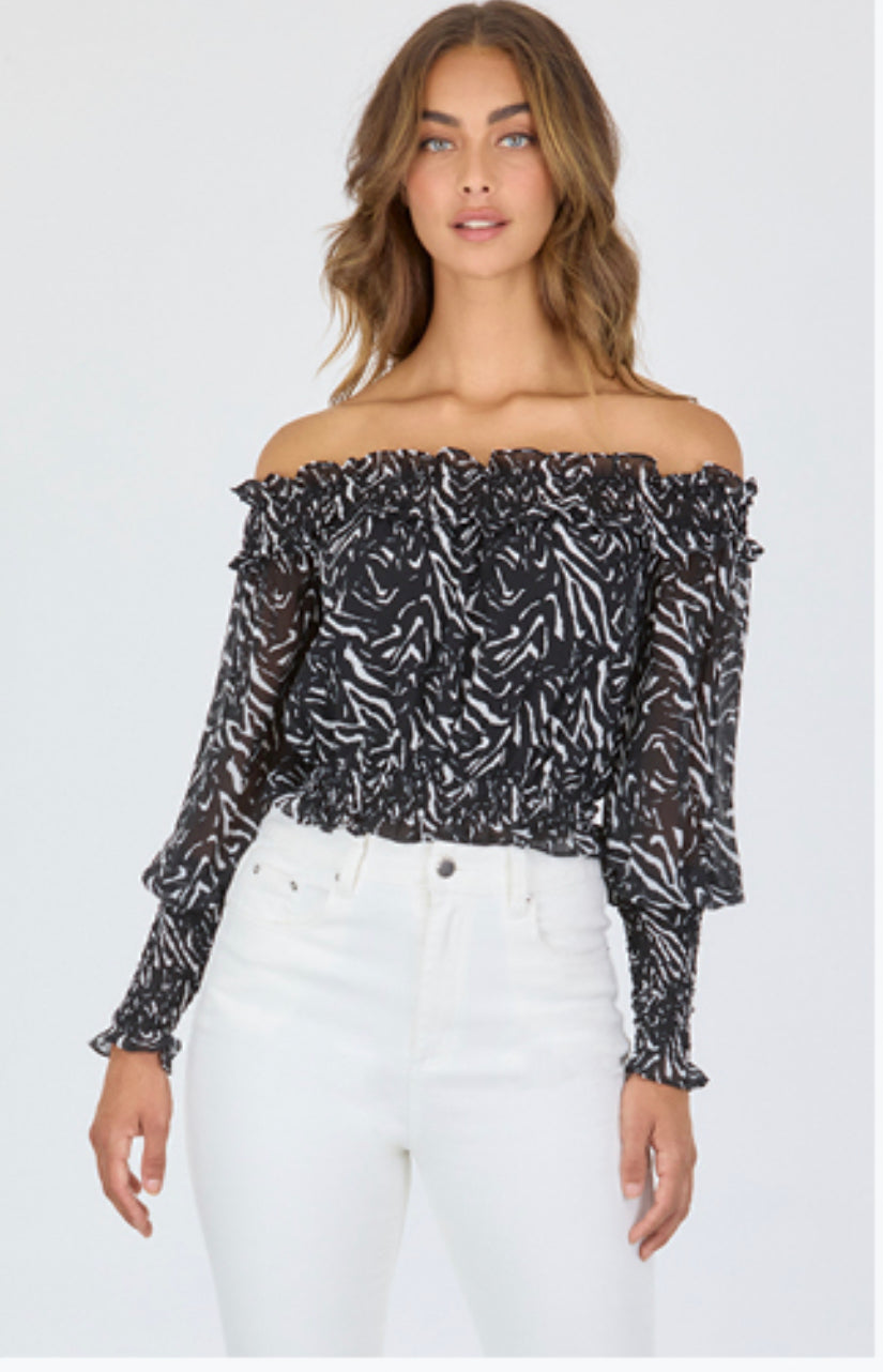 Off The Shoulder Zebra Top