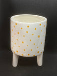 White/Yellow Polkadot Pot