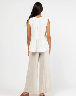 Cora Linen Sleeveless Top - White