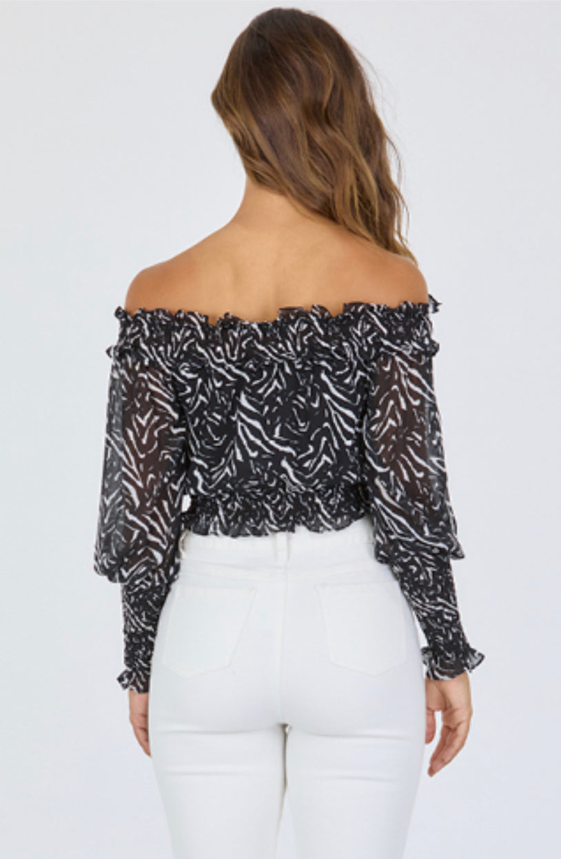 Off The Shoulder Zebra Top