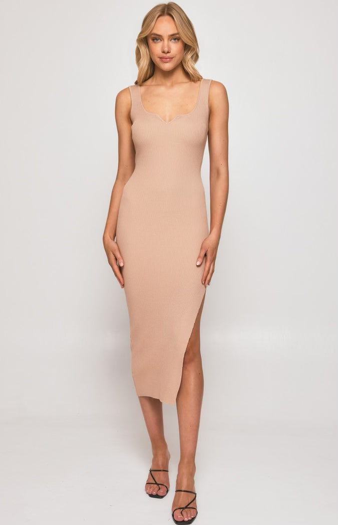 Peach Ribbed Knight Dress